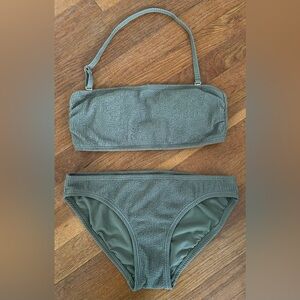 Michael Kors Army Green Bandeau Bikini Set Swimwear Sz Medium
